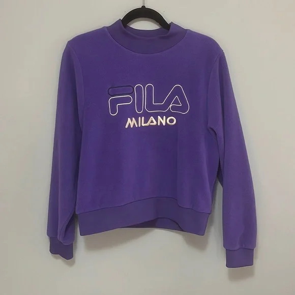 Fila Tops Fila Milano Purple Fleece Mock Neck Sweatshirt